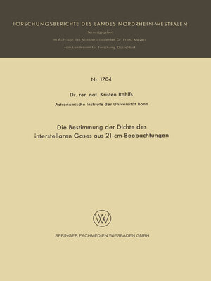 cover image of Die Bestimmung der Dichte des interstellaren Gases aus 21-cm-Beobachtungen